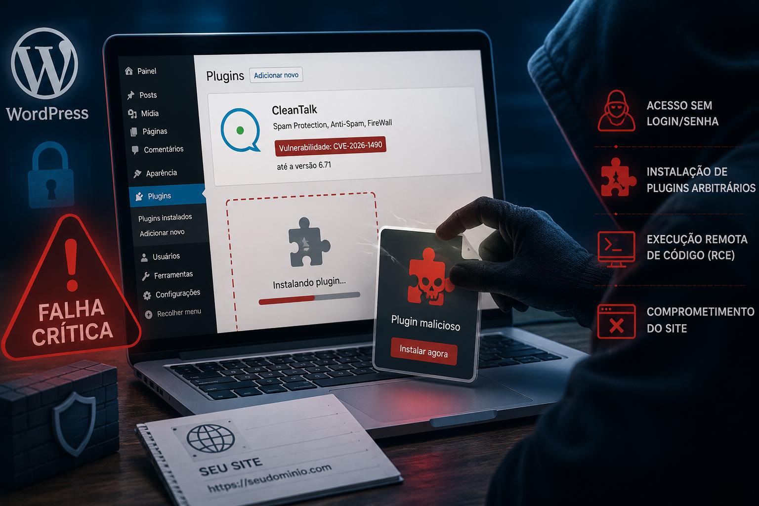 Falha crítica em plugin de segurança do WordPress pode abrir caminho para invasões!